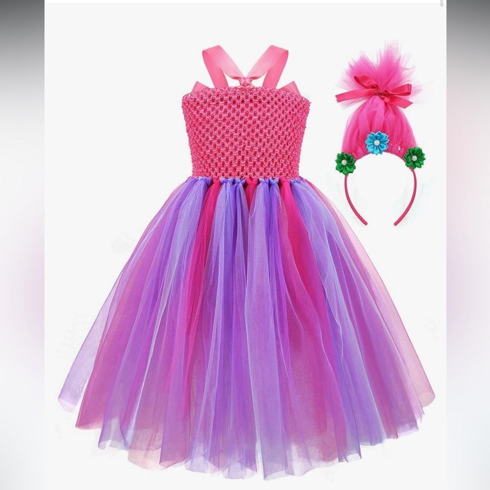 Trolls Costumes Little Girls Cosplay Princess Poppy Birthday